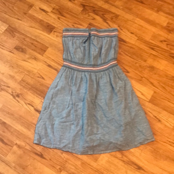 BE COOL Dresses & Skirts - Strapless Linen Denim Dress Size Small 💕